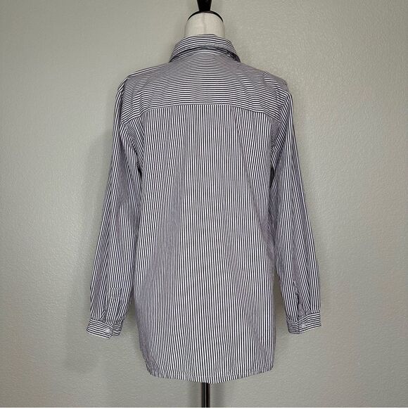 Bobbie Brooks Shoe Appliques Purple White Striped Button Down Shirt - Picture 7 of 13